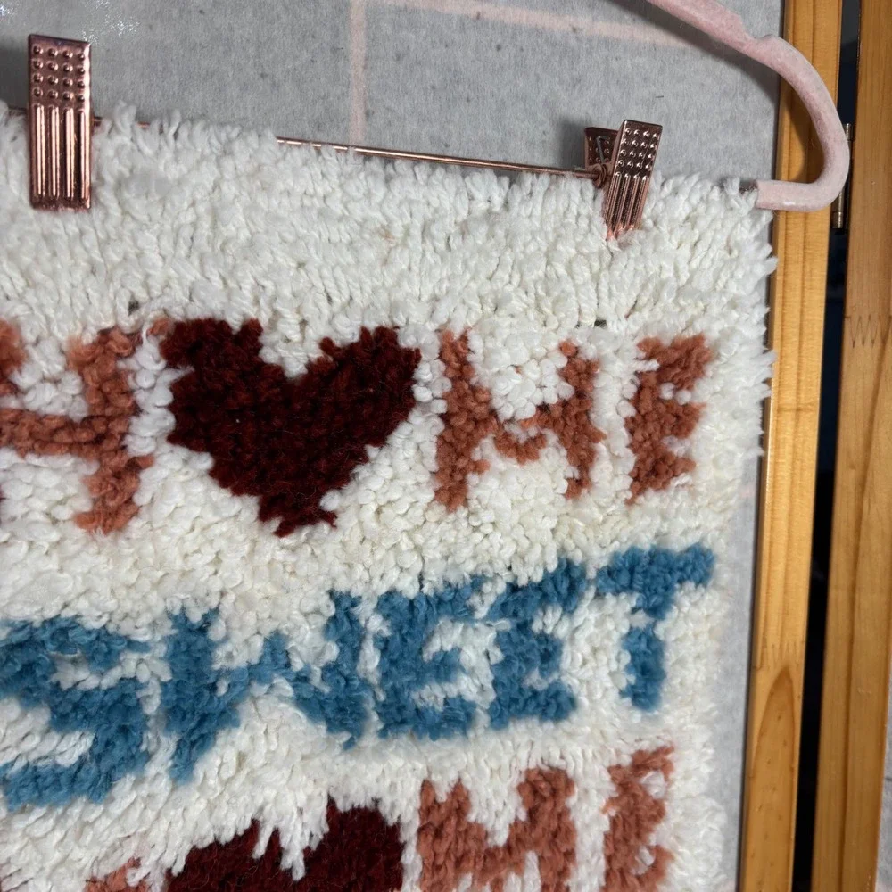 Handmade Home Sweet Home Textile Wall Art Decor Latch Hook Wall Art Vintage‎